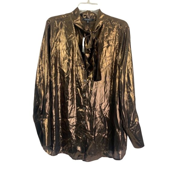 Rebel Tops - Rebel Women's Buttoned Down Bronze Blouse